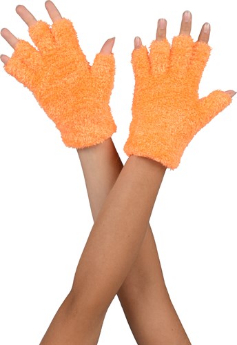 Halve vinger handschoenen softly fluor oranje