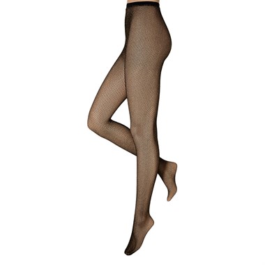 Fishnet tights Lurex zwart/gold