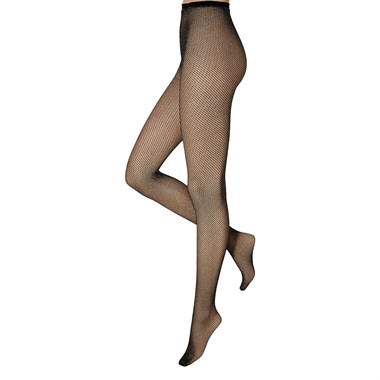 Fishnet tights Lurex black/silver