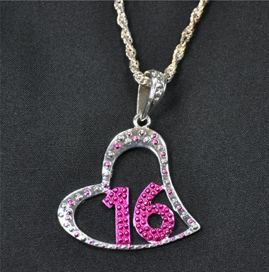 Ketting Sweet 16 zilver (8x4 cm)