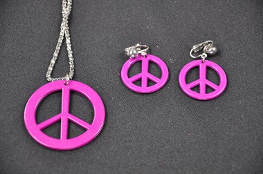 Peace Kette + Ohrringe lila