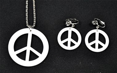 peace ketting+oorbellen wit