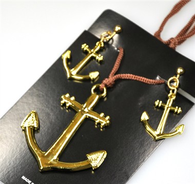 Necklace + earring anchor Gold