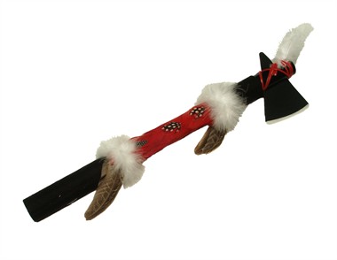 Tomahawk with feathers red (Ø=3 cm, L=46 cm)