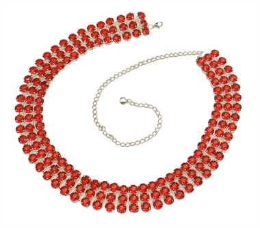 Strass-Hüftkette 3-r rot (L=65 cm, B=3 cm)