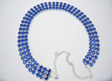 Stenen-heupketting 3-r blauw (L=65 cm, B=3 cm)