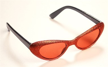 Glitter-brille oval Rot 