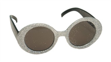 Glitter-brille rund Silber 