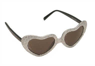 Glitter-Brille herz Silber