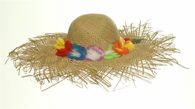 Straw hat Hawaii flowers, one size (H=12, B=50 cm)