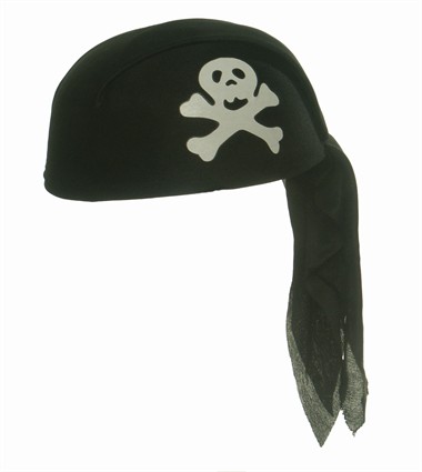 Pirate´s headscarf black, one size (H=9 cm)