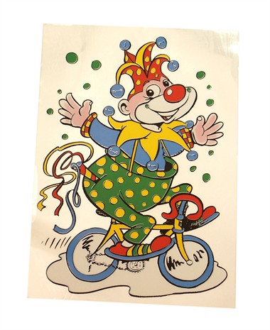 Fensterkleber Clown Fahrrad