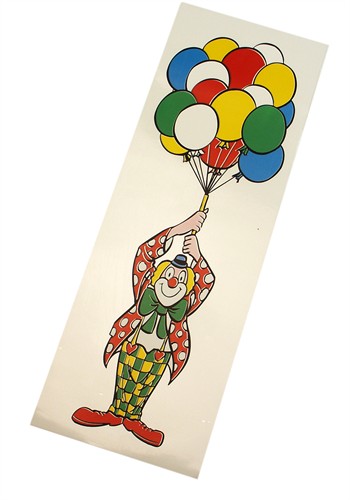 Raamsticker clown 16 ballons (65x21 cm)