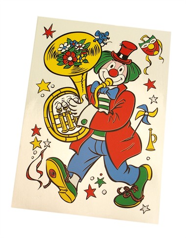 Fensterkleber Clown Trombone 