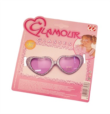 Glamour Kinder Brille Herz lila