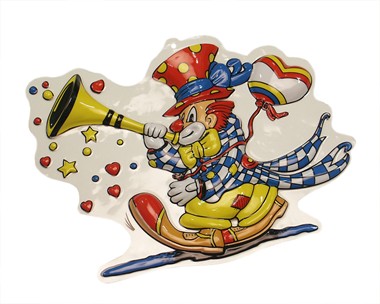 Wall decoration clown & trumpet 40 x 30 cm