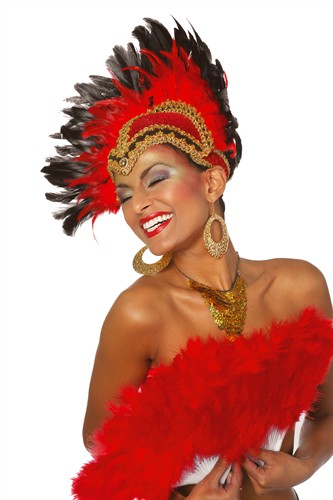 Samba Hat with Feathers Red Luxury