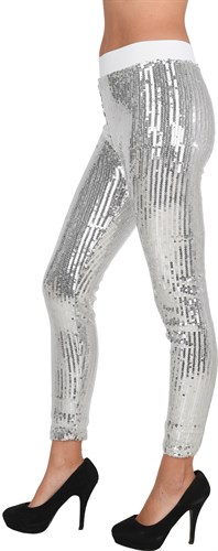 Legging Silber Pailletten Gr. L/XL