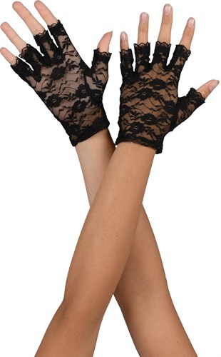 Lace gloves black without fingers