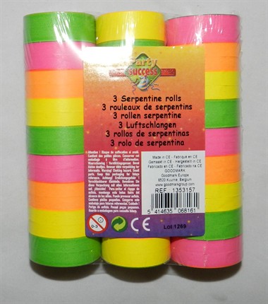 Paper streamers fluo 3pcs.