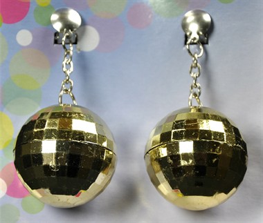 Oorbellen glitter kogel goud