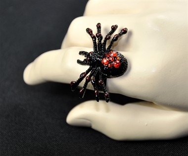 Ring rot Spinne & Strass Halloween