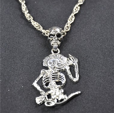 Ketting skelet halloween platina