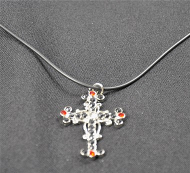 Ketting kruis zwart/platina halloween