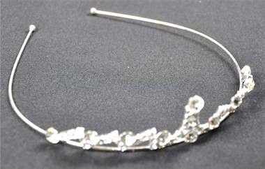 Diadem Strass silber flach