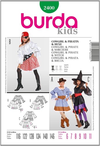 Burda Schnitte: Cowgirl/Piratin/Hexe (Kind)