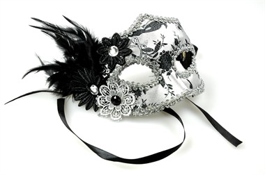 Masker zilver met veren