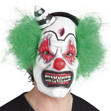 Masker horror-clown met groen haar 