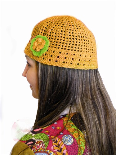 Crochet hat orange hippie