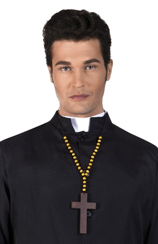 Necklace priest with cross wood