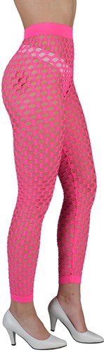 Legging gaten neon pink Maat S/M