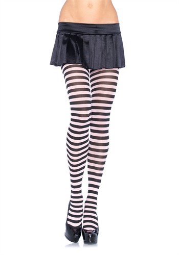 Tights black/white stripes one size