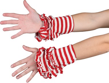 Hand sleeves striped red/white