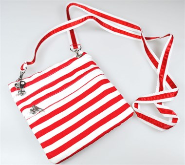 Striped shoulder bag red / white