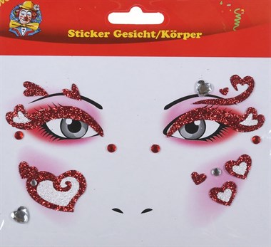 Sticker gezicht / lichaam hart rood / wit