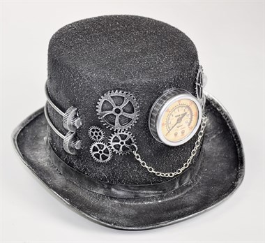 Top hat steampunk silver + decoration