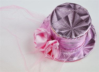 Top Hat pink mini rose & tulle