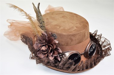 Hat Steampunk brown with glasses