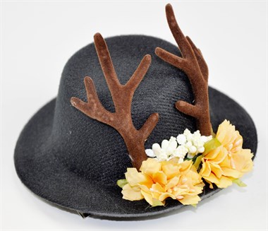 Mini top hat with antler + flowers