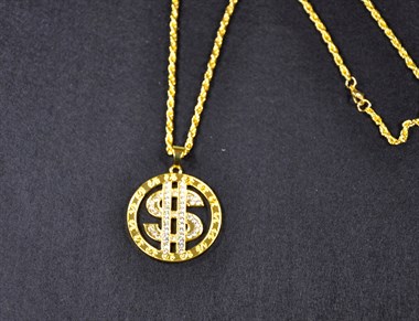 Kette Dollar gold mit Steinen 