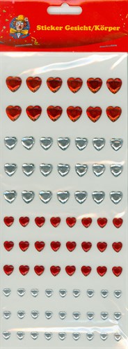 Sticker hearts red / silver assorted sizes