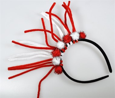 Haarband pompons rood / wit