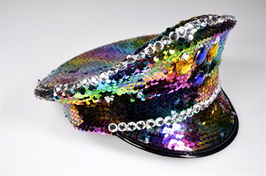 Sequin cap rainbow