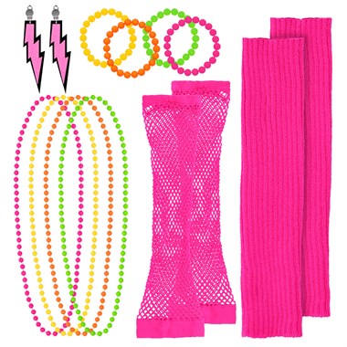 Set 80's (5pcs) leg warmers, arm pieces, necklaces, bracelets, earrings