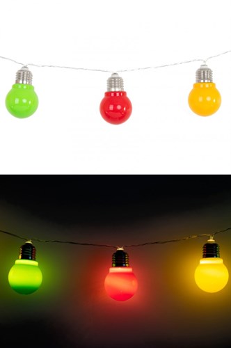 Licht ketting E27 10 lampen rood/geel/groen