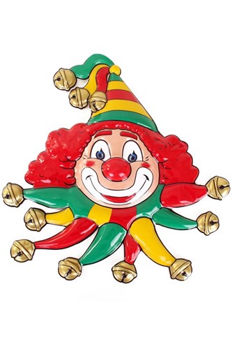 Wall decoration clown red/yellow/green 50x55cm.